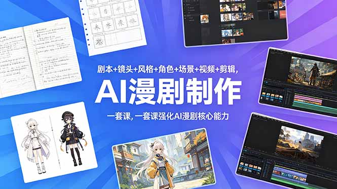 (18734期)剧本+镜头+风格+角色+场景+视频+剪辑,一套课强化AI漫剧核心能力网创吧-网创项目资源站-副业项目-创业项目-搞钱项目网创吧