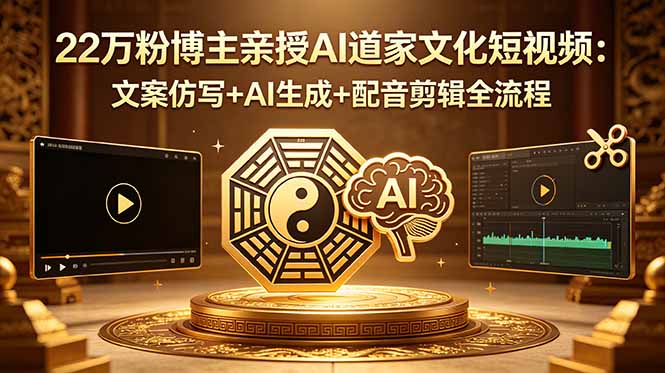 （18580期）22万粉博主亲授AI道家文化短视频：文案仿写+AI生成+配音剪辑全流程网创库-网创项目资源站-副业项目-创业项目-搞钱项目网创吧