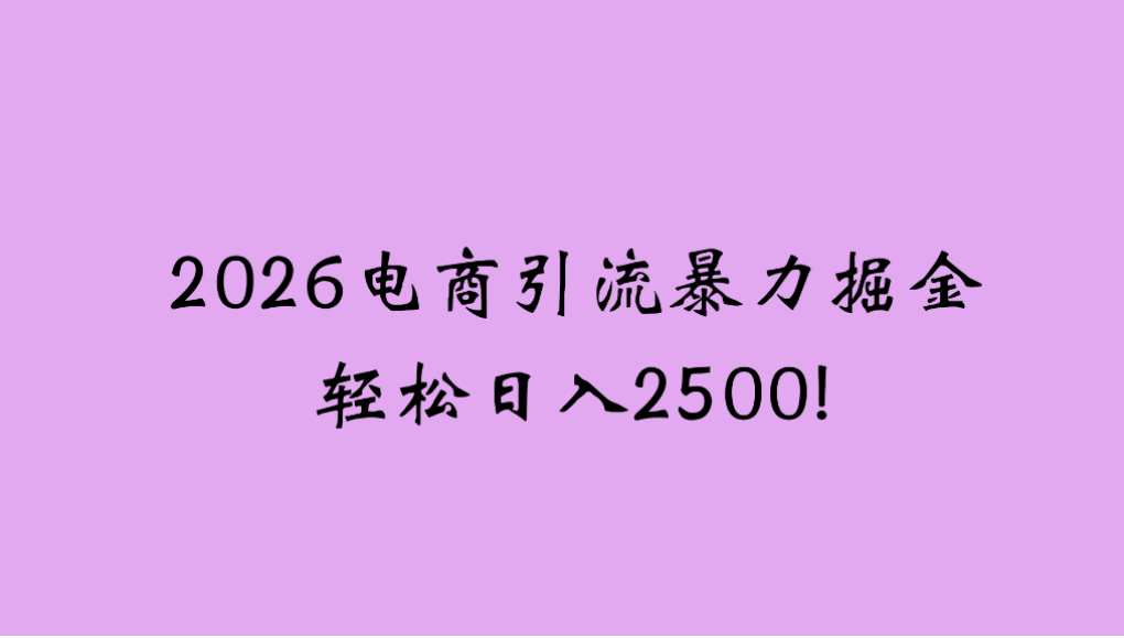 2026电商引流新玩法,日引200,日可入2500+网创库-网创项目资源站-副业项目-创业项目-搞钱项目网创吧