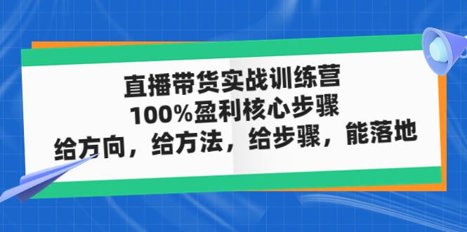 （4785期）直播带货实战训练营：100%盈利核心步骤，给方向，给方法，给步骤，能落地网创吧-网创项目资源站-副业项目-创业项目-搞钱项目网创吧
