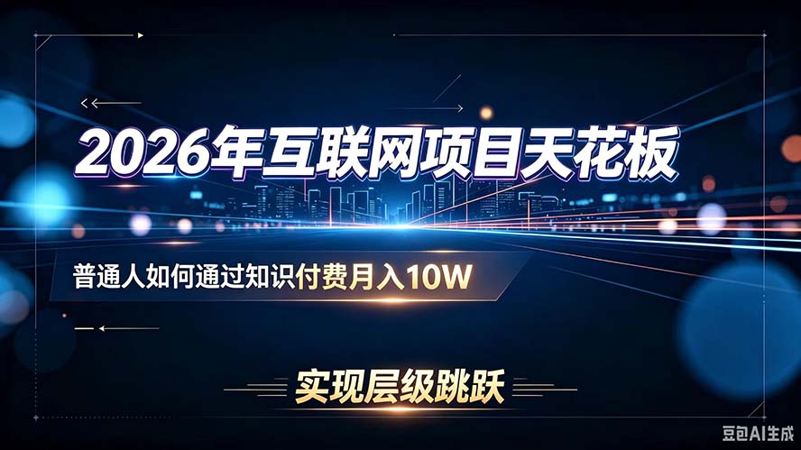 （20150期）2026年互联网项目天花板：普通人如何通过知识付费月入10W，实现层级跳跃网创吧-网创项目资源站-副业项目-创业项目-搞钱项目网创吧