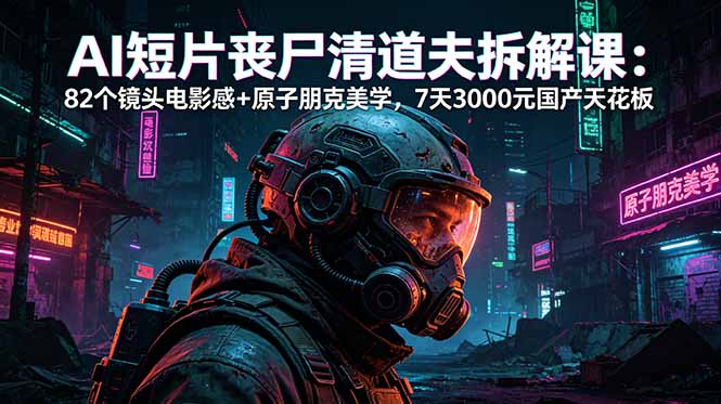 （18649期）AI短片《丧尸清道夫》拆解课：82个镜头电影感+原子朋克美学，7天3000元国产天花板网创库-网创项目资源站-副业项目-创业项目-搞钱项目网创吧