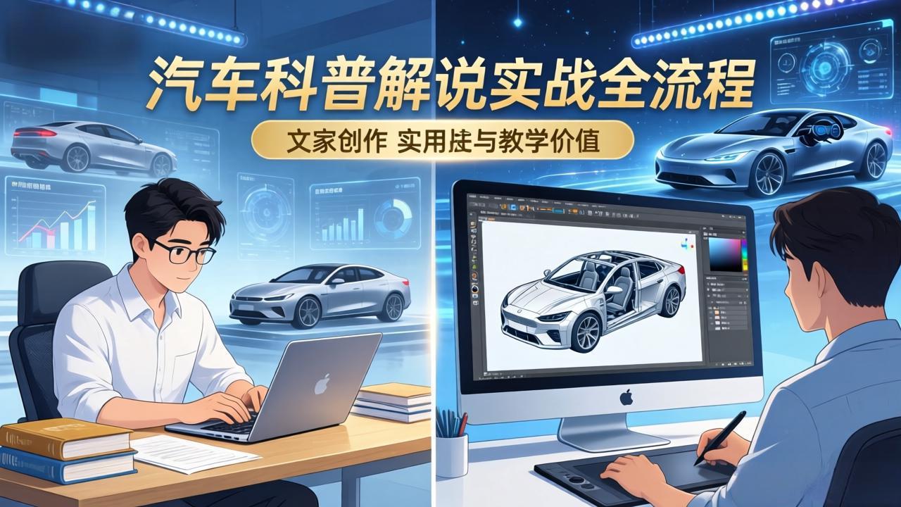 （17665期）抖音汽车科普解说实战：文案+动画+画面处理+去水印全流程，打造专业汽车科普视频网创库-网创项目资源站-副业项目-创业项目-搞钱项目网创吧