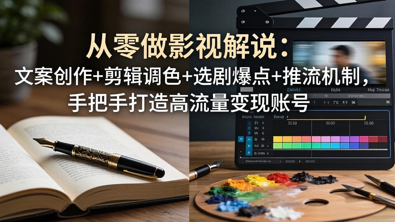 (17972期)从零做影视解说:文案创作+剪辑调色+选剧爆点+推流机制,手把手打造高流量变现账号