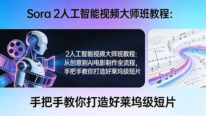 （17688期）Sora 2人工智能视频大师班教程：从创意到AI电影制作全流程，手把手教你打造好莱坞级短片网创库-网创项目资源站-副业项目-创业项目-搞钱项目网创吧