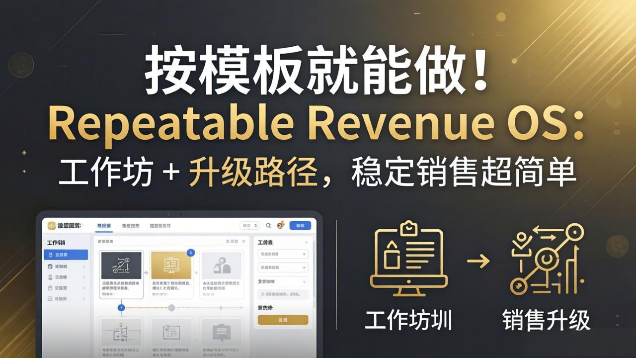 （18085期）按模板就能做！Repeatable Revenue OS：工作坊 + 升级路径，稳定销售超简单网创库-网创项目资源站-副业项目-创业项目-搞钱项目网创吧