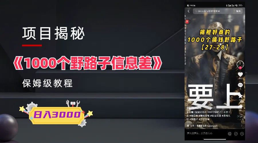 (6135期)1000个野路子信息差保姆式教程-单日变现3000+的玩法解密网创吧-网创项目资源站-副业项目-创业项目-搞钱项目网创吧