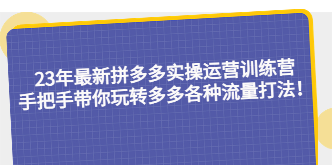 (5435期)23年最新拼多多实操运营训练营:手把手带你玩转多多各种流量打法!网创吧-网创项目资源站-副业项目-创业项目-搞钱项目网创吧