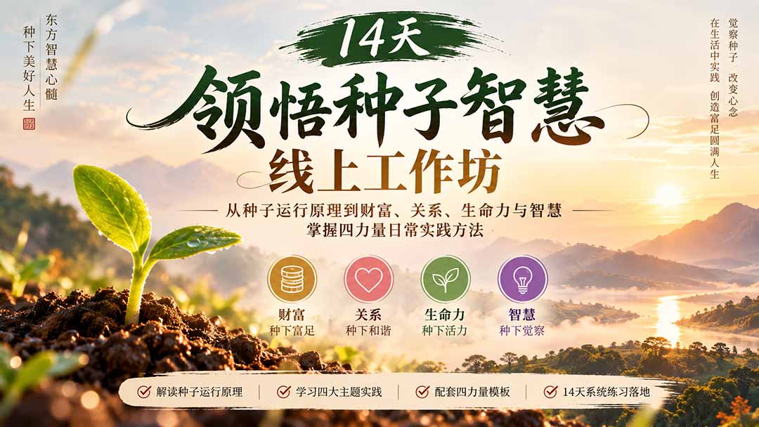 （20756期）14天领悟种子智慧线上工作坊｜从种子运行原理到财富、关系、生命力与智慧，掌握四力量日常实践方法网创库-网创项目资源站-副业项目-创业项目-搞钱项目网创吧
