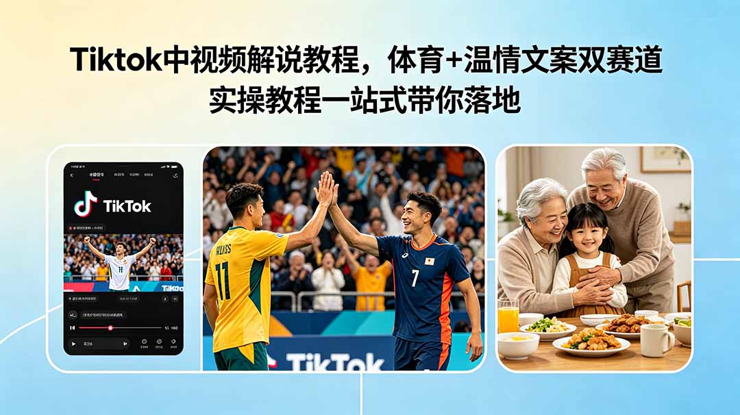 (18910期)Tiktok中视频解说教程,体育+温情文案双赛道实操教程一站式带你落地网创吧-网创项目资源站-副业项目-创业项目-搞钱项目网创吧