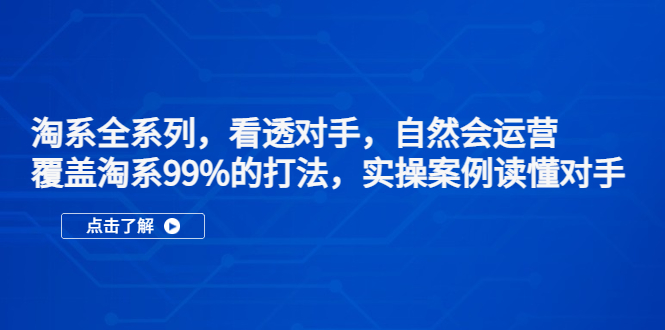 （5233期）淘系全系列，看透对手，自然会运营，覆盖淘系99%·打法，实操案例读懂对手网创吧-网创项目资源站-副业项目-创业项目-搞钱项目网创吧