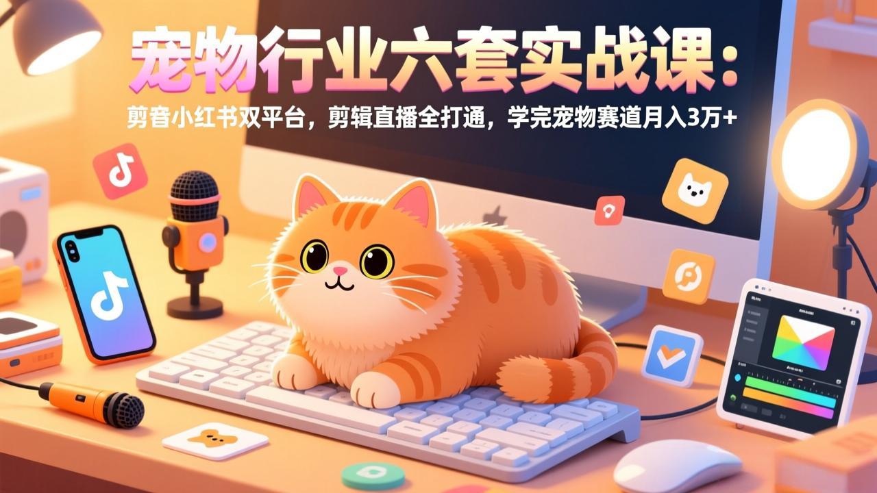 （17410期）宠物行业六套实战课：抖音小红书双平台，剪辑直播全打通，学完宠物赛道月入3万+网创吧-网创项目资源站-副业项目-创业项目-搞钱项目网创吧