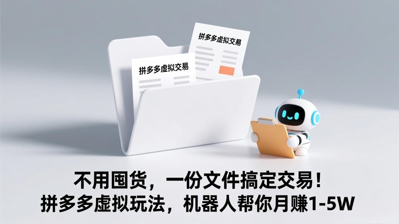 (17265期)不用囤货,一份文件搞定交易!拼多多虚拟玩法,机器人帮你月赚 1-5W