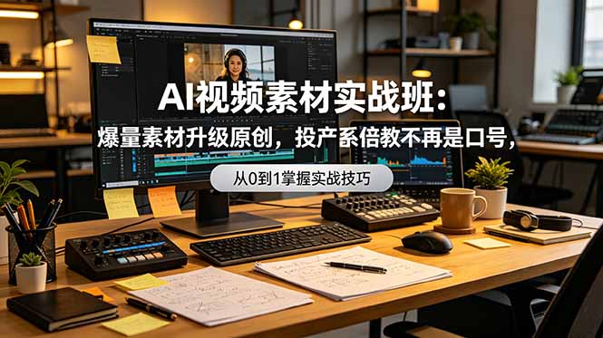 (19085期)AI视频素材实战班:爆量素材升级原创,投产翻倍不再是口号,0-1系统教学实战落地网创吧-网创项目资源站-副业项目-创业项目-搞钱项目网创吧