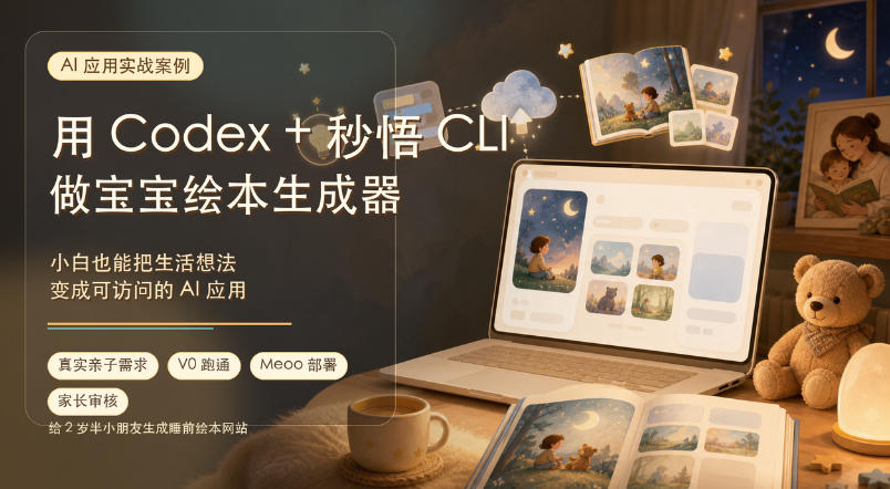 (19415期)AI应用实战案例,用Codex+秒悟CLl做宝宝绘本生成器,小白也能把生活想法变成可访问的AI应用