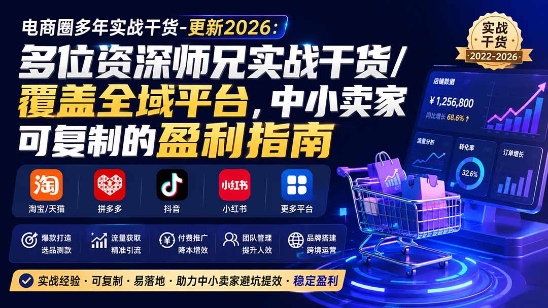 （20347期）电商圈多年实战干货-更新2026：多位资深师兄实战干货/覆盖全域平台，中小卖家可复制的盈利指南网创吧-网创项目资源站-副业项目-创业项目-搞钱项目网创吧