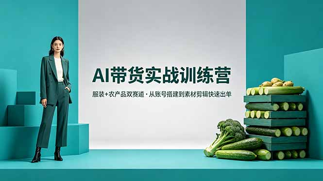 （18355期）AI带货实战训练营，服装+农产品双赛道，从账号搭建到素材剪辑快速出单网创库-网创项目资源站-副业项目-创业项目-搞钱项目网创吧