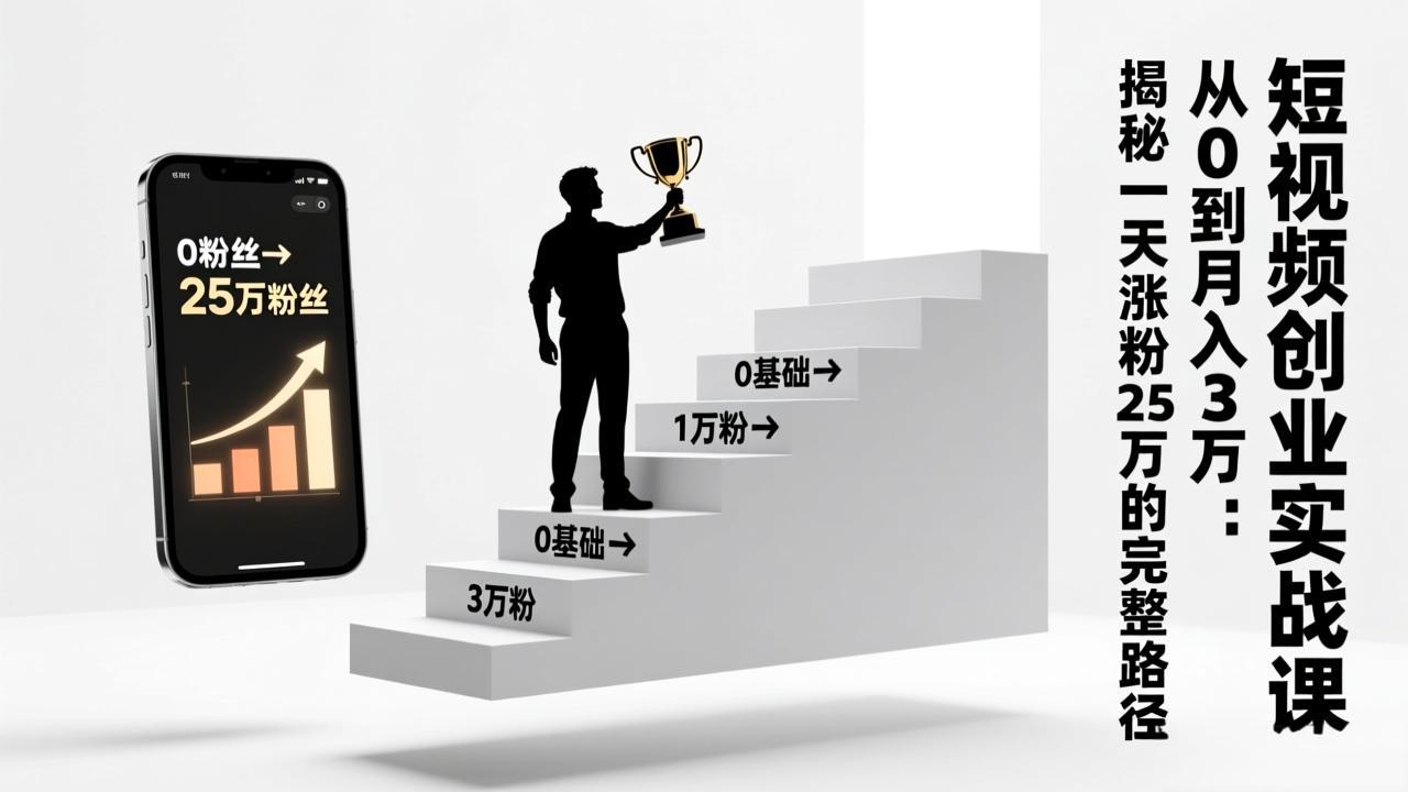(17221期)短视频创业实战课:从0到月入3万:揭秘一天涨粉25万的完整路径