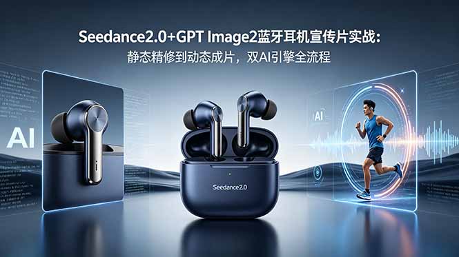 (18730期)Seedance2.0+GPT Image2蓝牙耳机宣传片实战:静态精修到动态成片,双AI引擎全流程