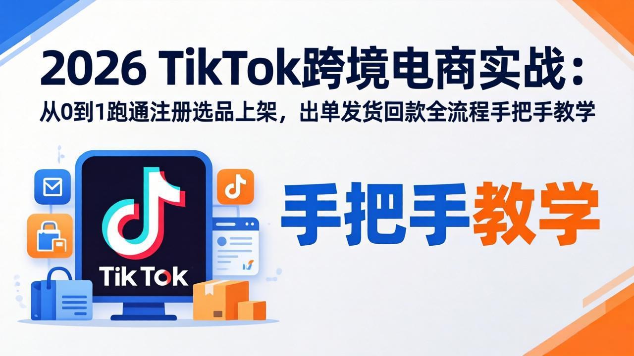 （18027期）2026TikTok跨境电商实战-更新：从0到1跑通注册选品上架，出单发货回款全流程手把手教学网创吧-网创项目资源站-副业项目-创业项目-搞钱项目网创吧