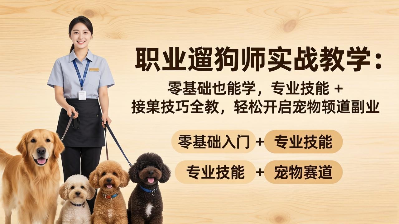 (18115期)职业遛狗师实战教学:零基础也能学,专业技能 + 接单技巧全教,轻松开启宠物赛道副业网创吧-网创项目资源站-副业项目-创业项目-搞钱项目网创吧