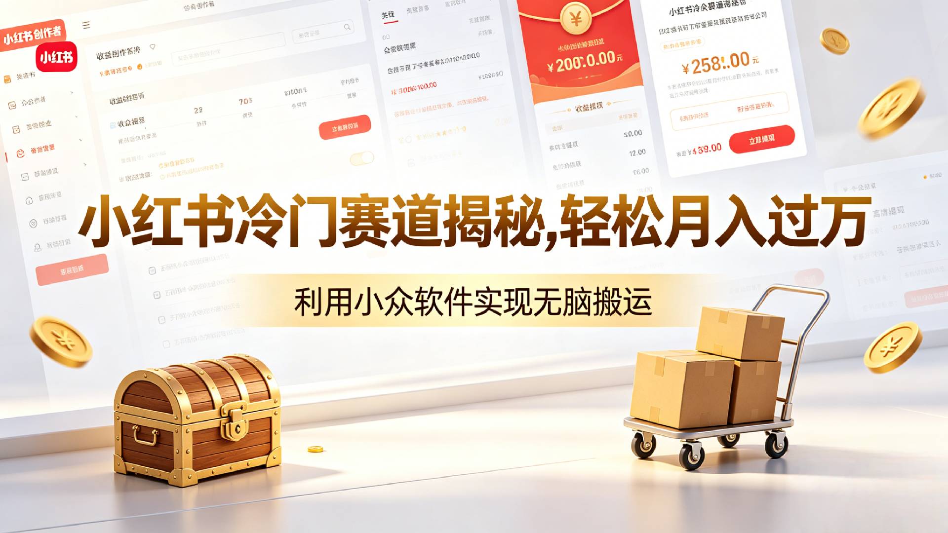小红书冷门赛道揭秘,轻松月入过万,利用小众软件,实现无脑搬运!网创吧-网创项目资源站-副业项目-创业项目-搞钱项目网创吧