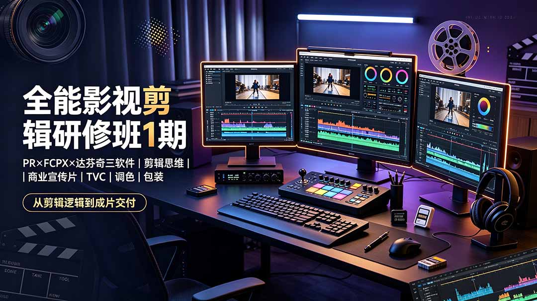(19451期)全能影视剪辑研修班1期-无水印:PR×FCPX×达芬奇三软件×剪辑思维×商业宣传片×TVC×调色×包装,全链路系统课网创库-网创项目资源站-副业项目-创业项目-搞钱项目网创吧