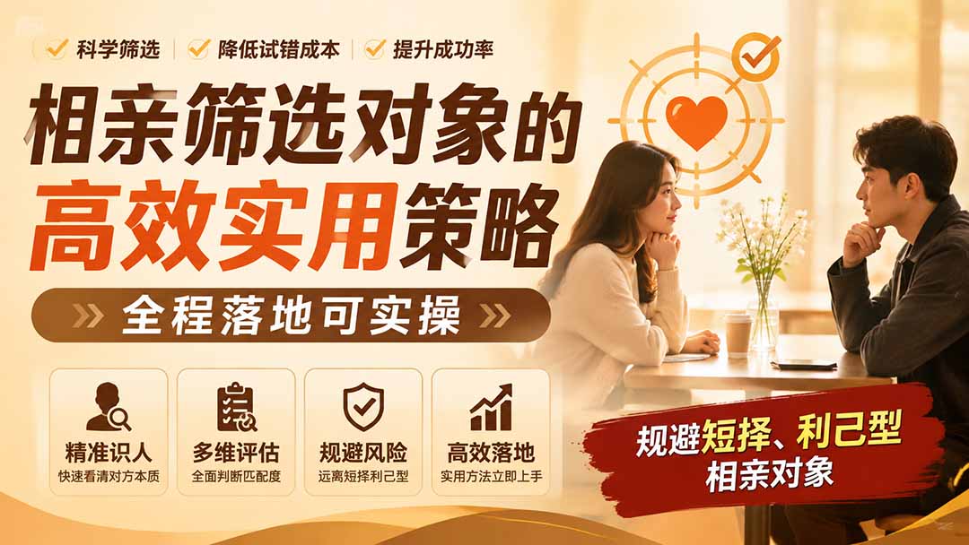 （19727期） 付费文章：相亲筛选对象的高效实用策略，全程落地可实操，规避短择、利己型相亲对象网创吧-网创项目资源站-副业项目-创业项目-搞钱项目网创吧