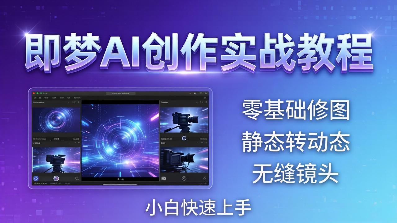 (18196期)即梦AI创作实战教程,从零基础修图到AI导演,实战教学静态转动态+无缝镜头,小白快速上手网创库-网创项目资源站-副业项目-创业项目-搞钱项目网创吧