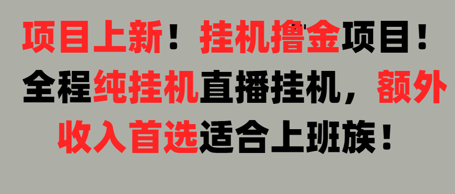项目上新！挂机撸金项目！全程纯挂机直播挂机，额外收入首选，适合上班族！网创库-网创项目资源站-副业项目-创业项目-搞钱项目网创吧