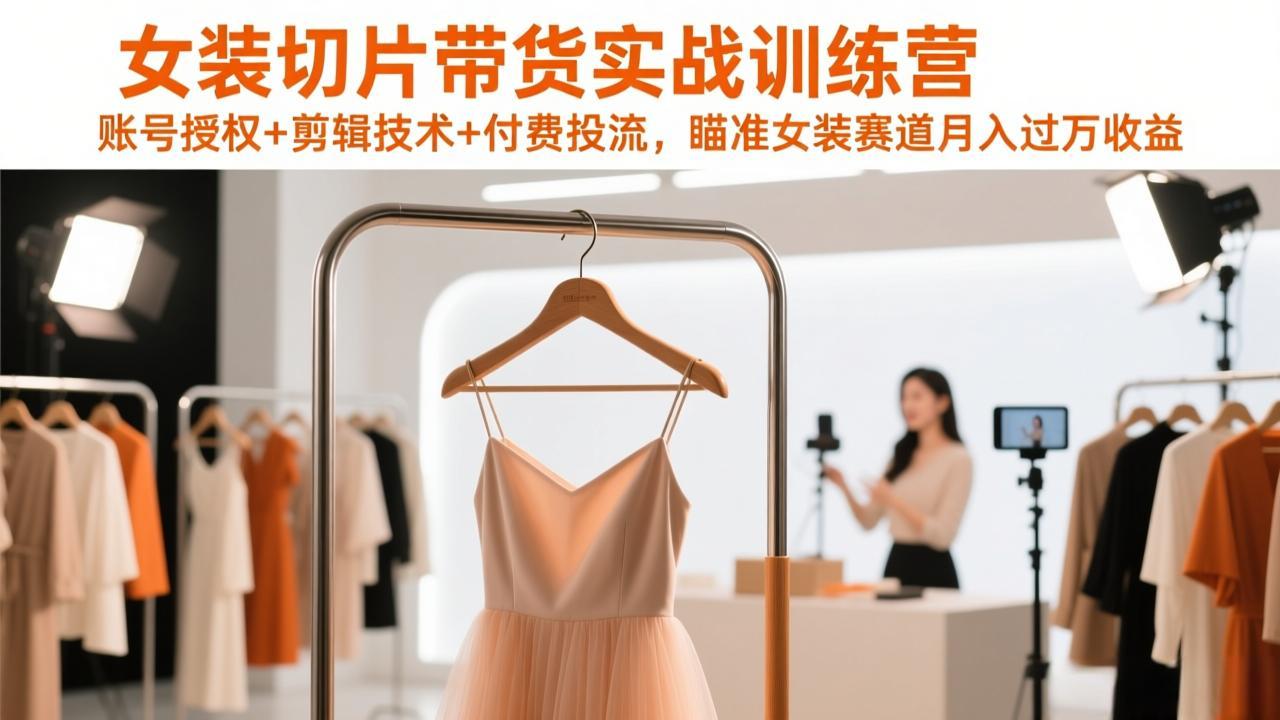 (17357期)女装切片带货实战训练营,账号授权+剪辑技术+付费投流,瞄准女装赛道月入过万收益网创吧-网创项目资源站-副业项目-创业项目-搞钱项目网创吧