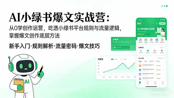 （17670期）AI 小绿书爆文实战营：从0学创作运营，吃透小绿书平台规则与流量逻辑，掌握爆文创作底层方法网创吧-网创项目资源站-副业项目-创业项目-搞钱项目网创吧