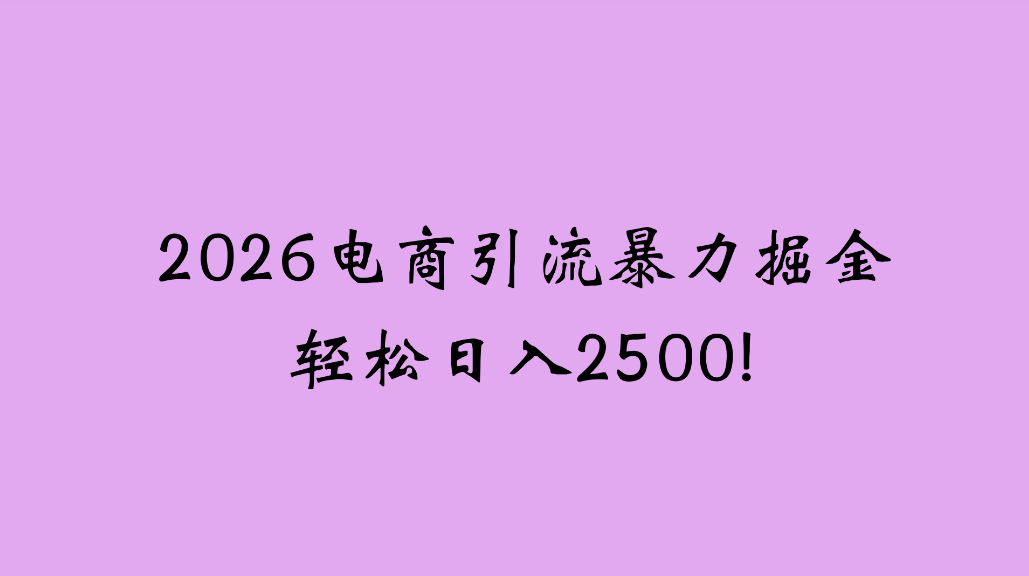 2026电商引流新玩法,日引200,日可入2500+网创库-网创项目资源站-副业项目-创业项目-搞钱项目网创吧