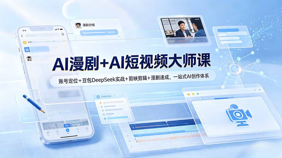 (19147期)AI漫剧+AI短视频大师课:账号定位+豆包DeepSeek实战+剪映剪辑+漫剧速成,一站式AI创作体系