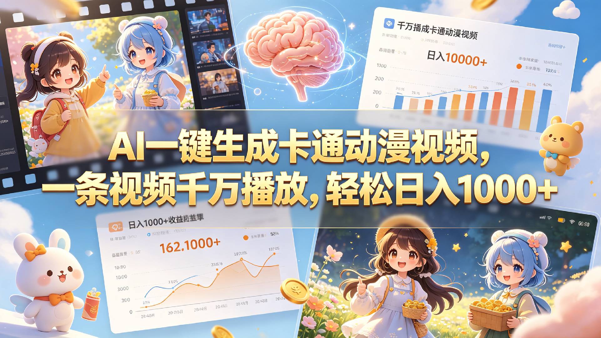 AI一键生成卡通动漫视频,一条视频千万播放,轻松日入1000+网创吧-网创项目资源站-副业项目-创业项目-搞钱项目网创吧