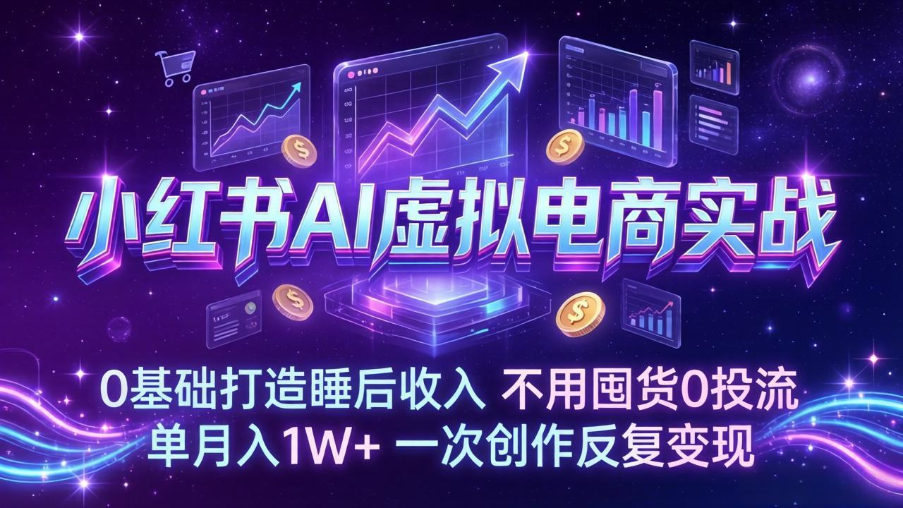 （17607期）小红书AI虚拟电商实战：0基础打造睡后收入，不用囤货0投流，单月入1W+，一次创作反复变现网创吧-网创项目资源站-副业项目-创业项目-搞钱项目网创吧