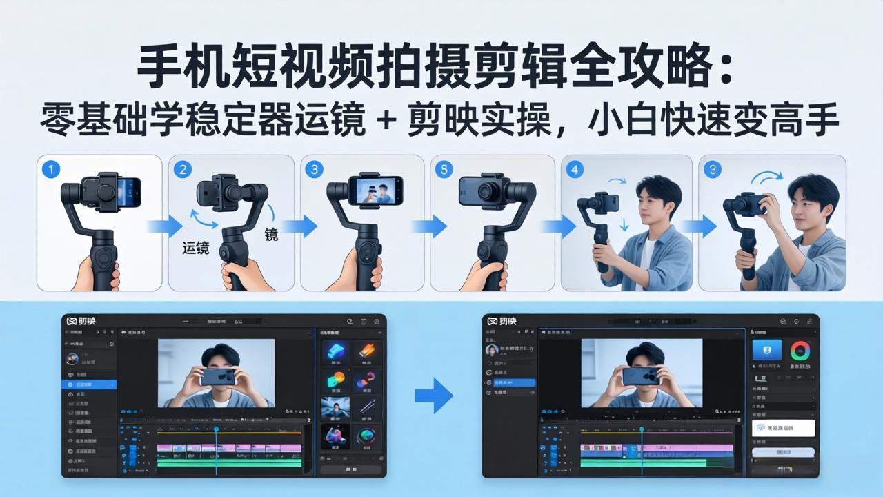 （18003期）手机短视频拍摄剪辑全攻略：零基础学稳定器运镜 + 剪映实操，小白快速变高手网创吧-网创项目资源站-副业项目-创业项目-搞钱项目网创吧