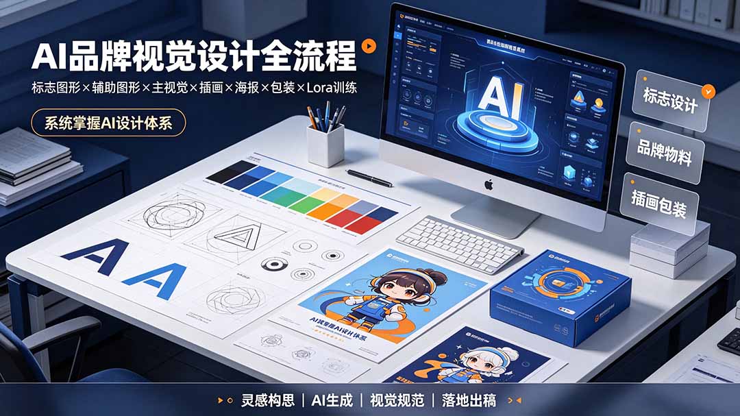 （19372期）AI品牌视觉设计全流程：标志图形×辅助图形×主视觉×插画×海报×包装×Lora训练，系统掌握AI设计体系网创库-网创项目资源站-副业项目-创业项目-搞钱项目网创吧