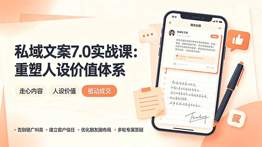 (19313期) 私域文案实战课7.0:重塑人设价值体系|-告别硬广推销×走心内容×自我价值塑造,实现被动成交网创库-网创项目资源站-副业项目-创业项目-搞钱项目网创吧