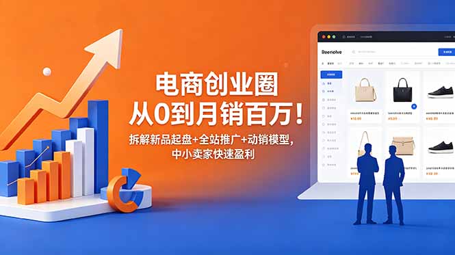 (18831期)电商创业圈从0到月销百万!拆解新品起盘+全站推广+动销模型,中小卖家快速盈利网创吧-网创项目资源站-副业项目-创业项目-搞钱项目网创吧