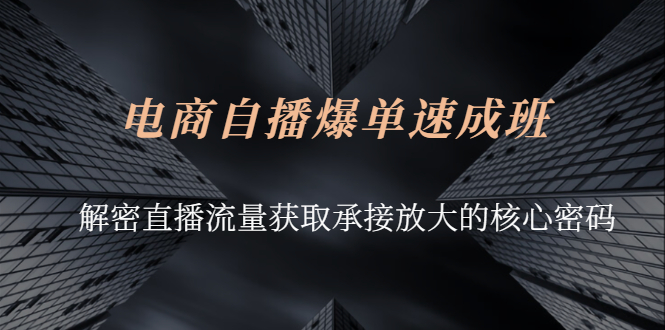 （2584期）电商自播爆单速成班：解密直播流量获取承接放大的核心密码网创吧-网创项目资源站-副业项目-创业项目-搞钱项目网创吧