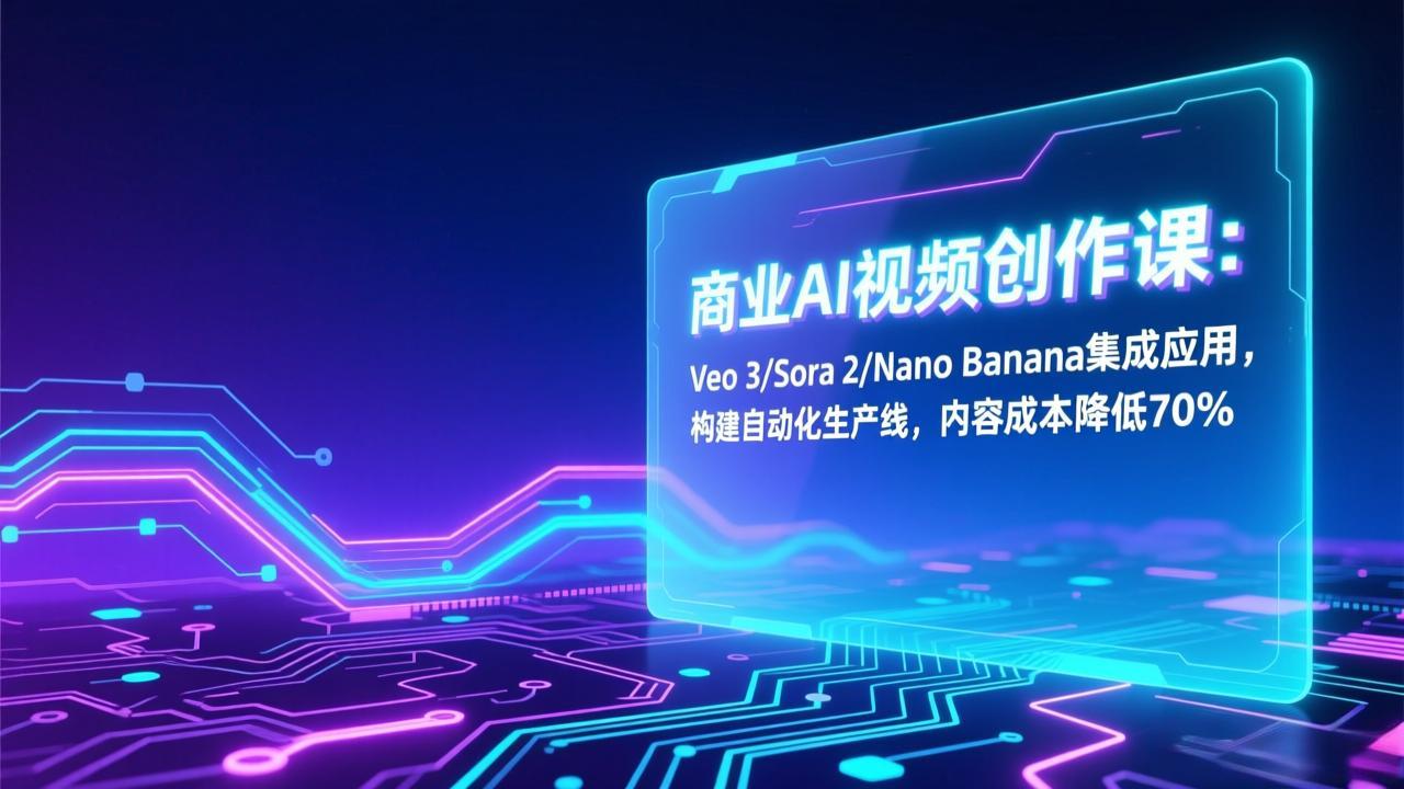 (17070期)商业AI视频创作课:Veo 3/Sora 2/Nano Banana集成应用,构建自动化生产线,内容成本降低70%网创吧-网创项目资源站-副业项目-创业项目-搞钱项目网创吧