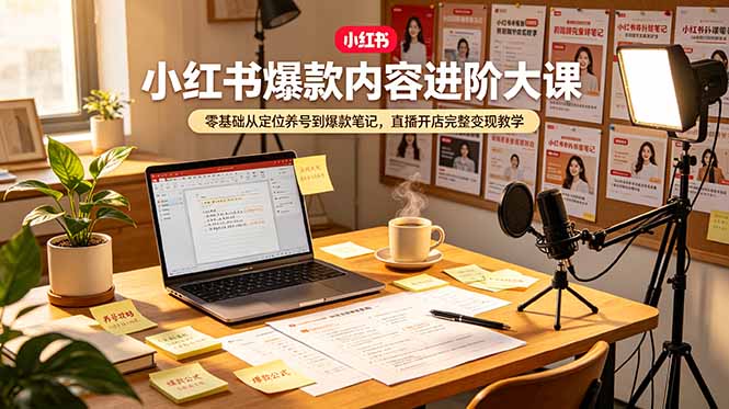 (19118期)小红书爆款内容进阶大课,零基础从定位养号到爆款笔记,直播开店完整变现教学