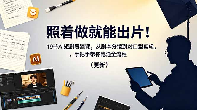 （18694期）照着做就能出片！19节AI短剧导演课，从剧本分镜到对口型剪辑，手把手带你跑通全流程（更新）网创吧-网创项目资源站-副业项目-创业项目-搞钱项目网创吧