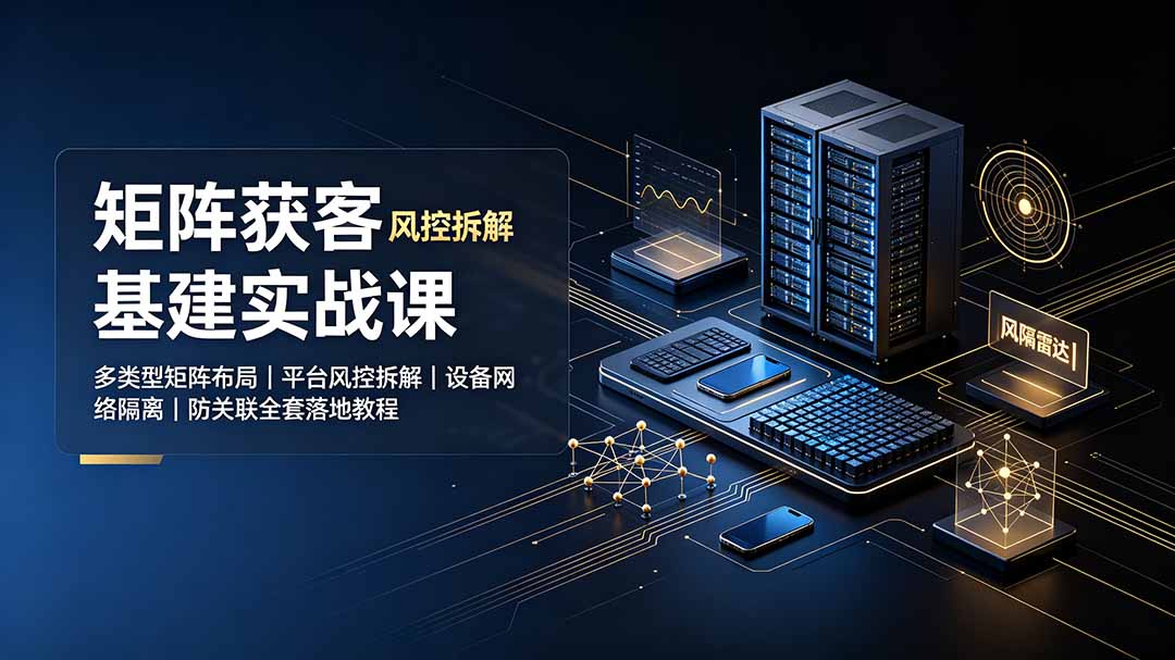 (19319期)矩阵获客基建实战课:多类型矩阵布局|平台风控拆解|设备网络隔离|防关联全套落地教程网创库-网创项目资源站-副业项目-创业项目-搞钱项目网创吧