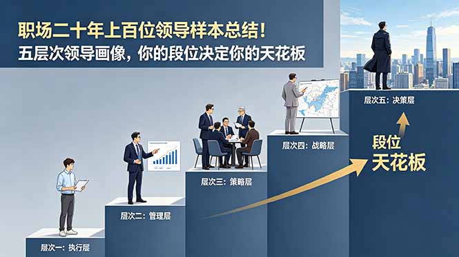 (18900期)付费文章:职场二十年上百位领导样本总结!五层次领导画像,你的段位决定你的天花板