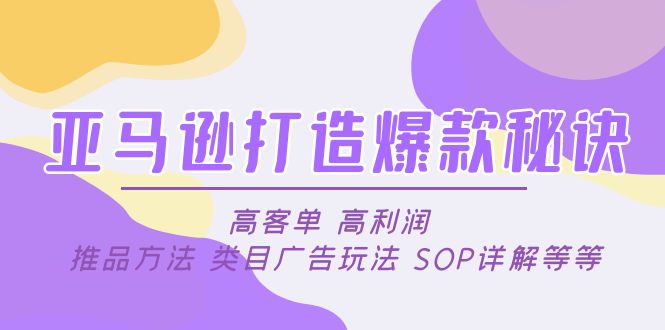 （4879期）亚马逊打造爆款秘诀：高客单 高利润 推品方法 类目广告玩法 SOP详解等等网创库-网创项目资源站-副业项目-创业项目-搞钱项目网创吧