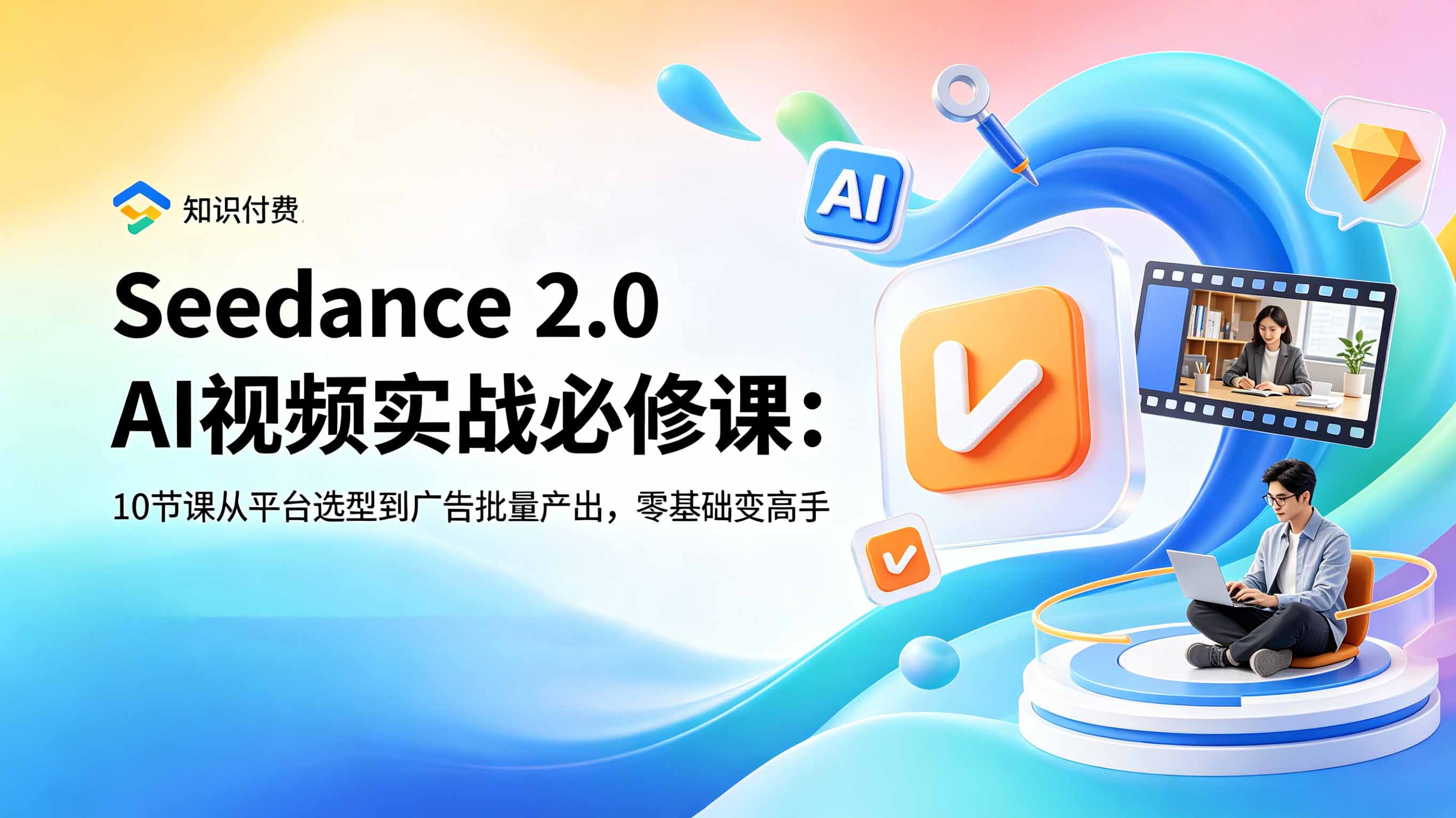 (18998期)Seedance 2.0 AI视频实战必修课:10节课从平台选型到广告批量产出,零基础变高手
