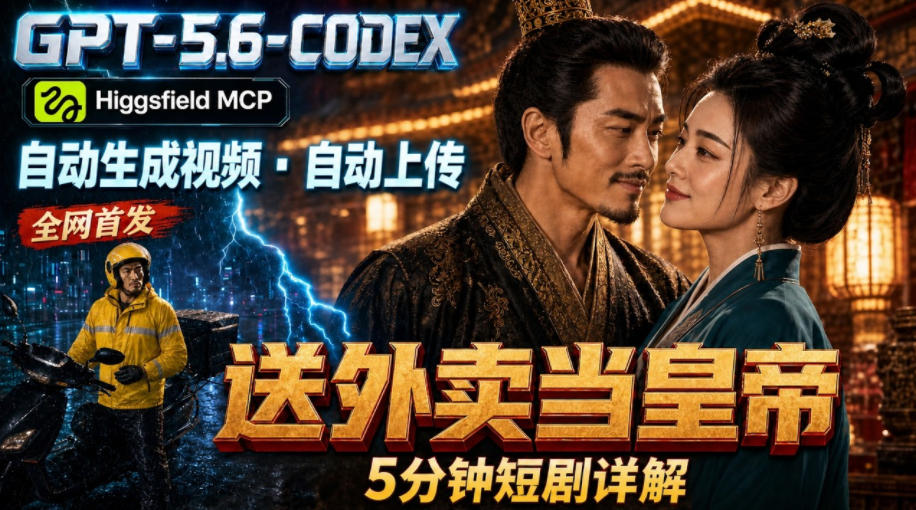 (19540期)GPT-5.6 Codex+Higgsfield MCP:一条指令生成5分钟短剧并自动上传YouTube(油管)