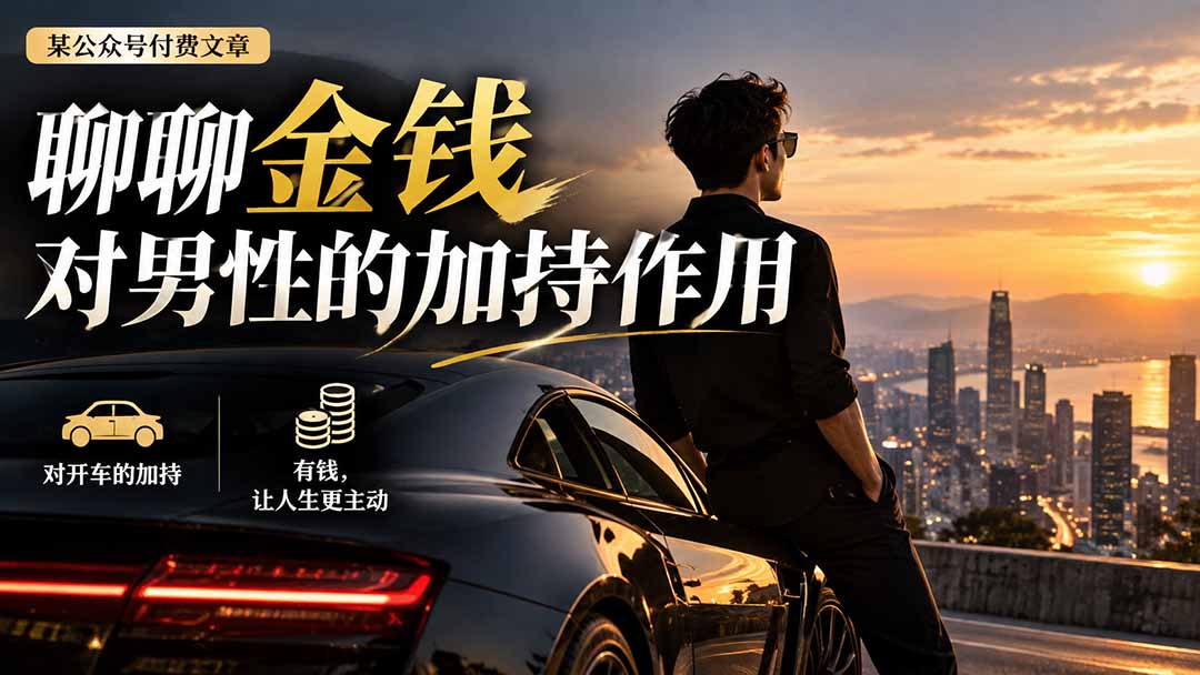 (20627期)【无水印】某公众号付费文章:聊聊金钱对男性的加持作用网创吧-网创项目资源站-副业项目-创业项目-搞钱项目网创吧